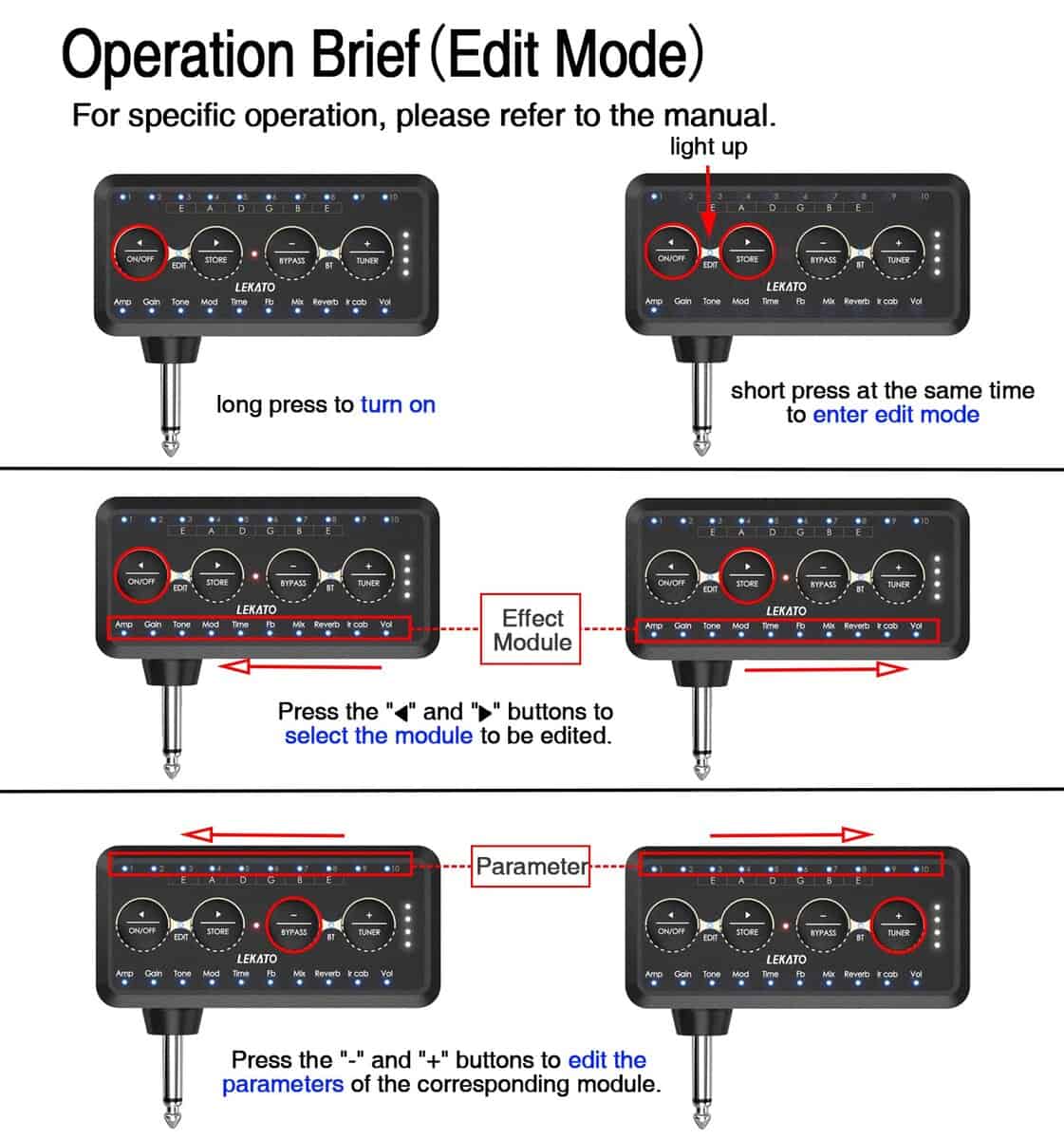 Amplificador de Auriculares para Guitarra LEKATO Micro Bass - Imagen 9