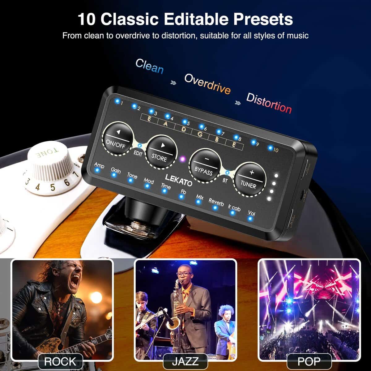 Amplificador de Auriculares para Guitarra LEKATO Micro Bass - Imagen 6