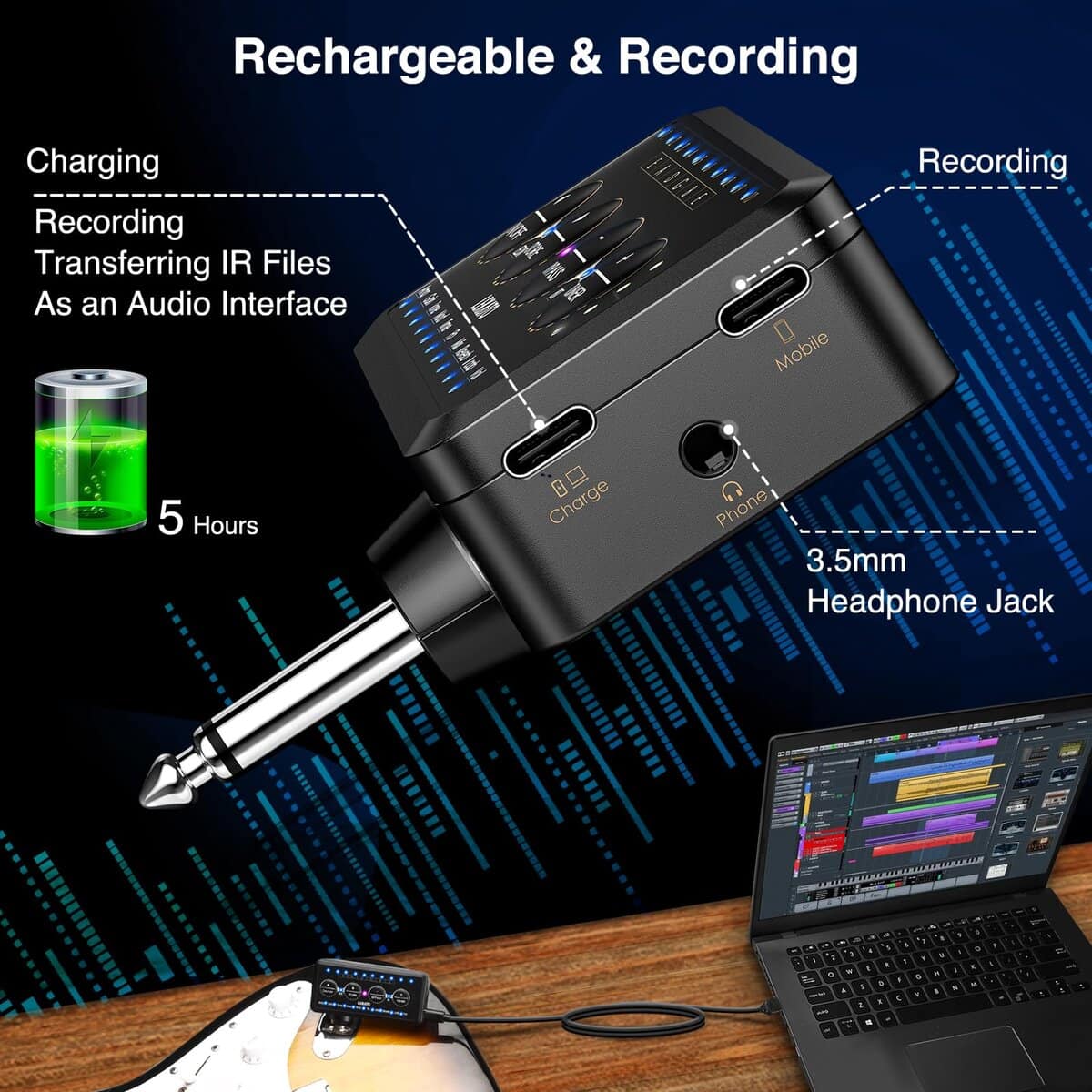 Amplificador de Auriculares para Guitarra LEKATO Micro Bass - Imagen 7