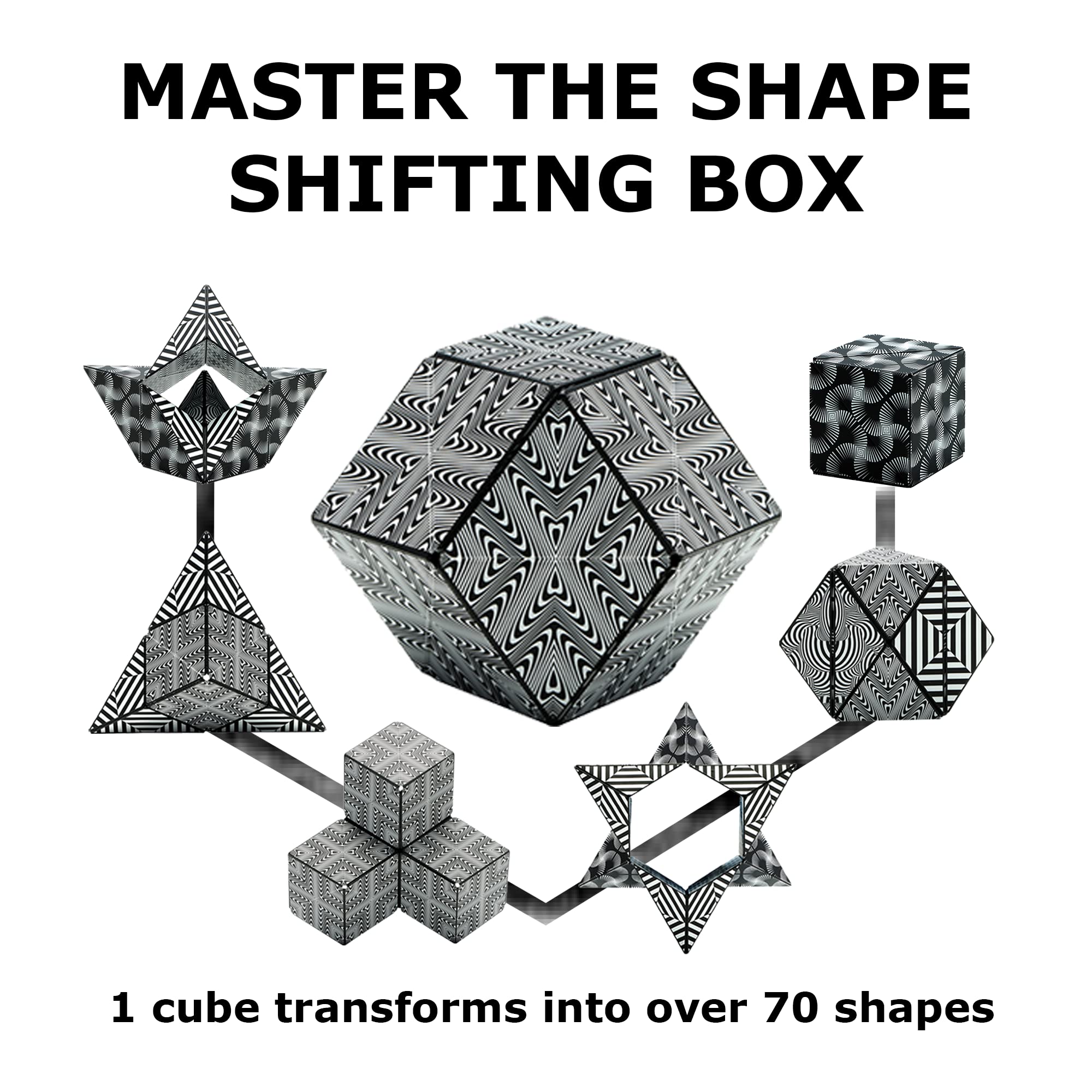 SHASHIBO Shape Shifting Box - Cubo de Fidget -Blanco y Negro - Imagen 4