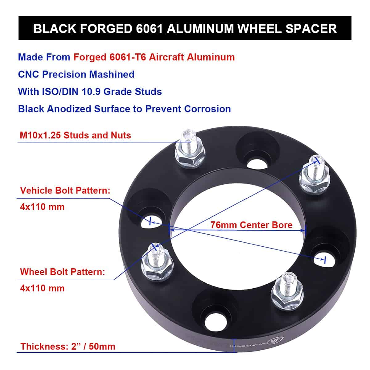 VLAOSCHI Separadores de rueda ATV UTV forjados -Negro - Imagen 7