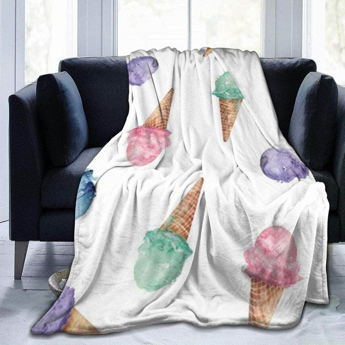 Manta de Microfibra Epushow con Estampado de Cono de Helado