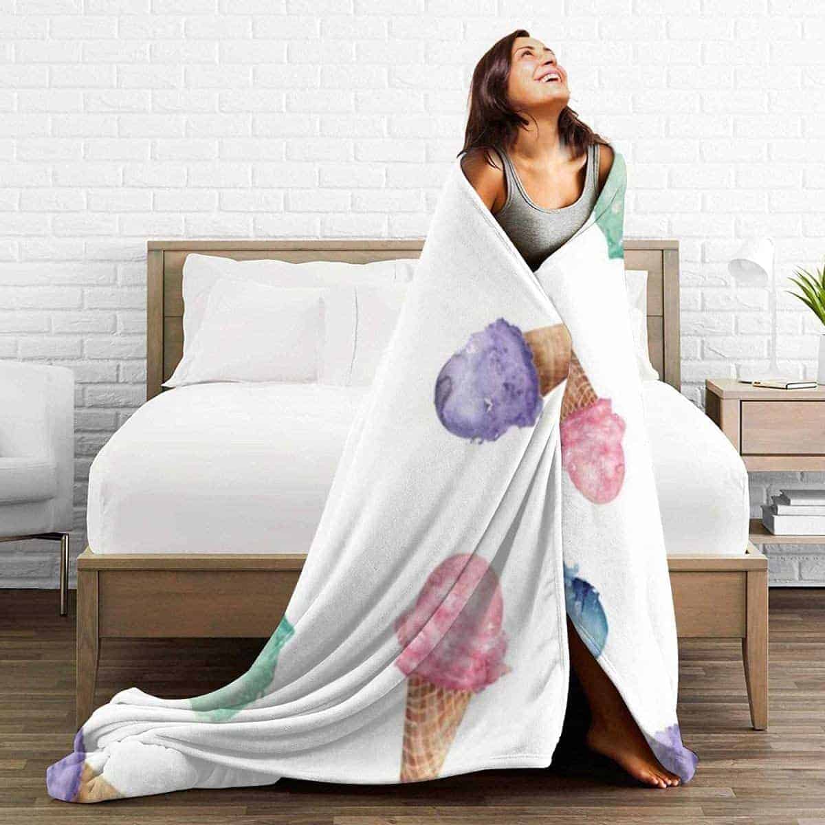 Manta de Microfibra Epushow con Estampado de Cono de Helado - Imagen 6