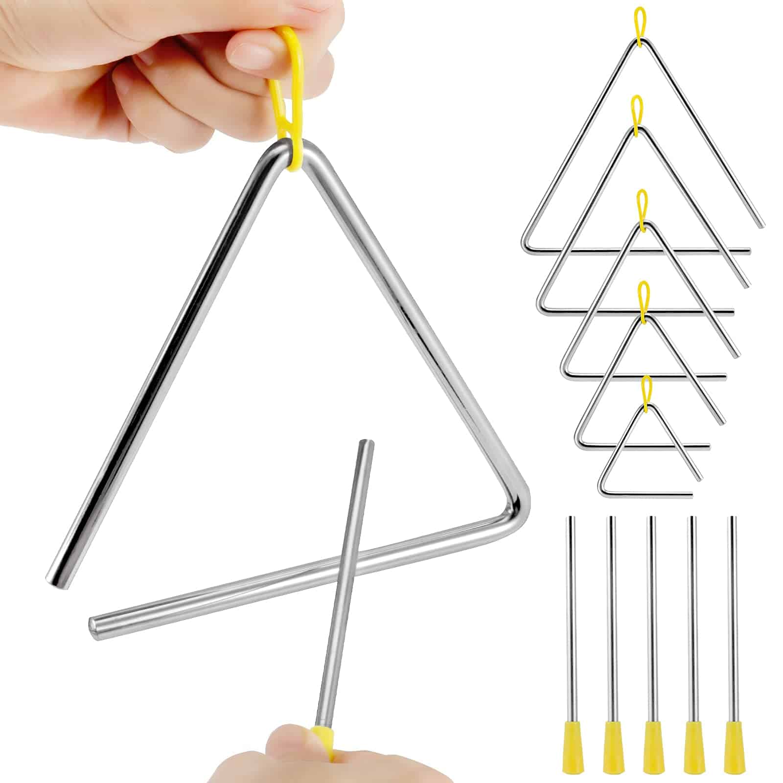MUKLEI 10 Pack Instrumentos Musicales Triángulos, - Imagen 6