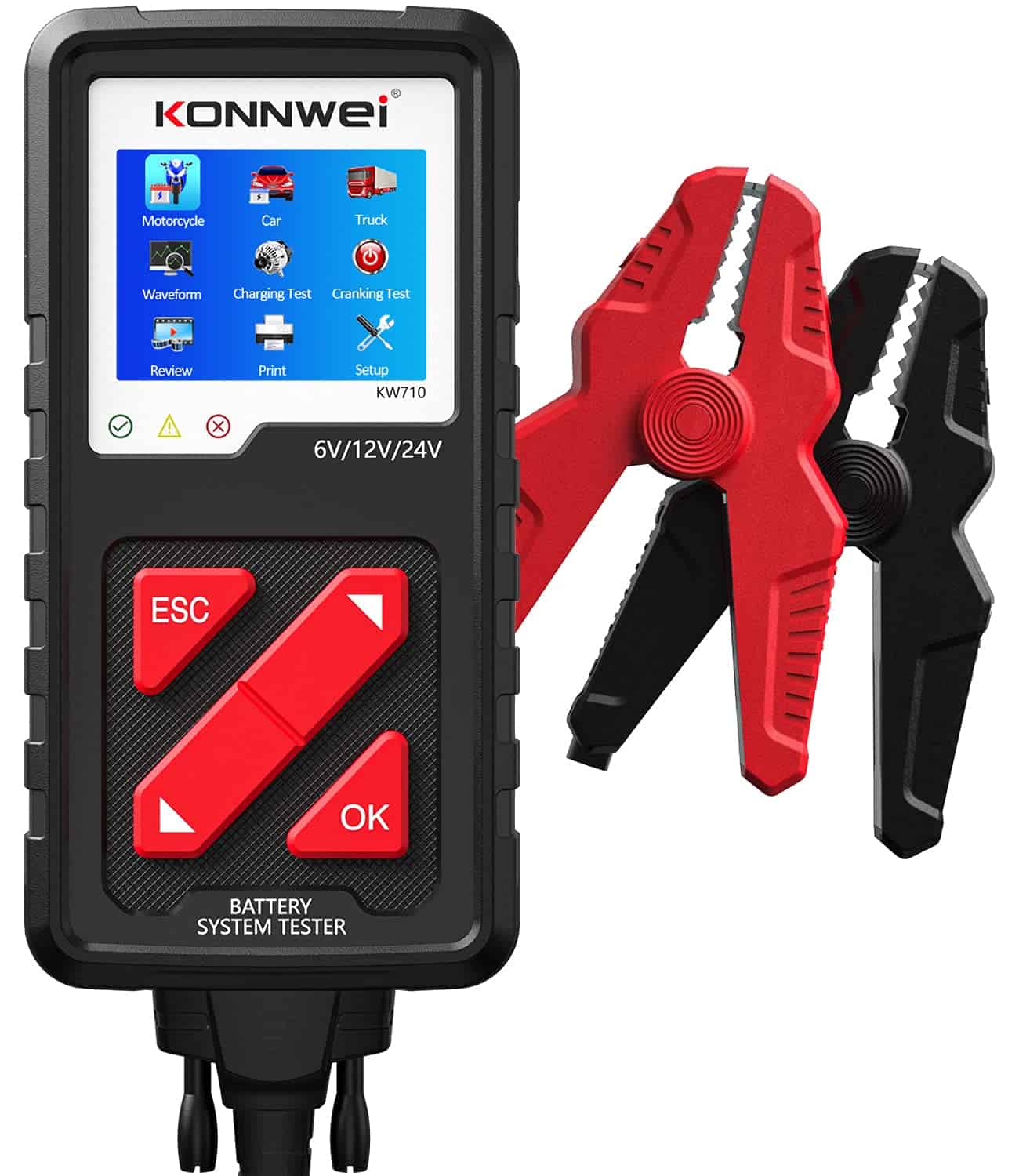 KONNWEI KW710 Probador de batería de coche 6V 12V 24V,