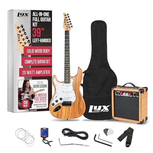 Kit de guitarra eléctrica LyxPro para zurdos de 39 pulgadas