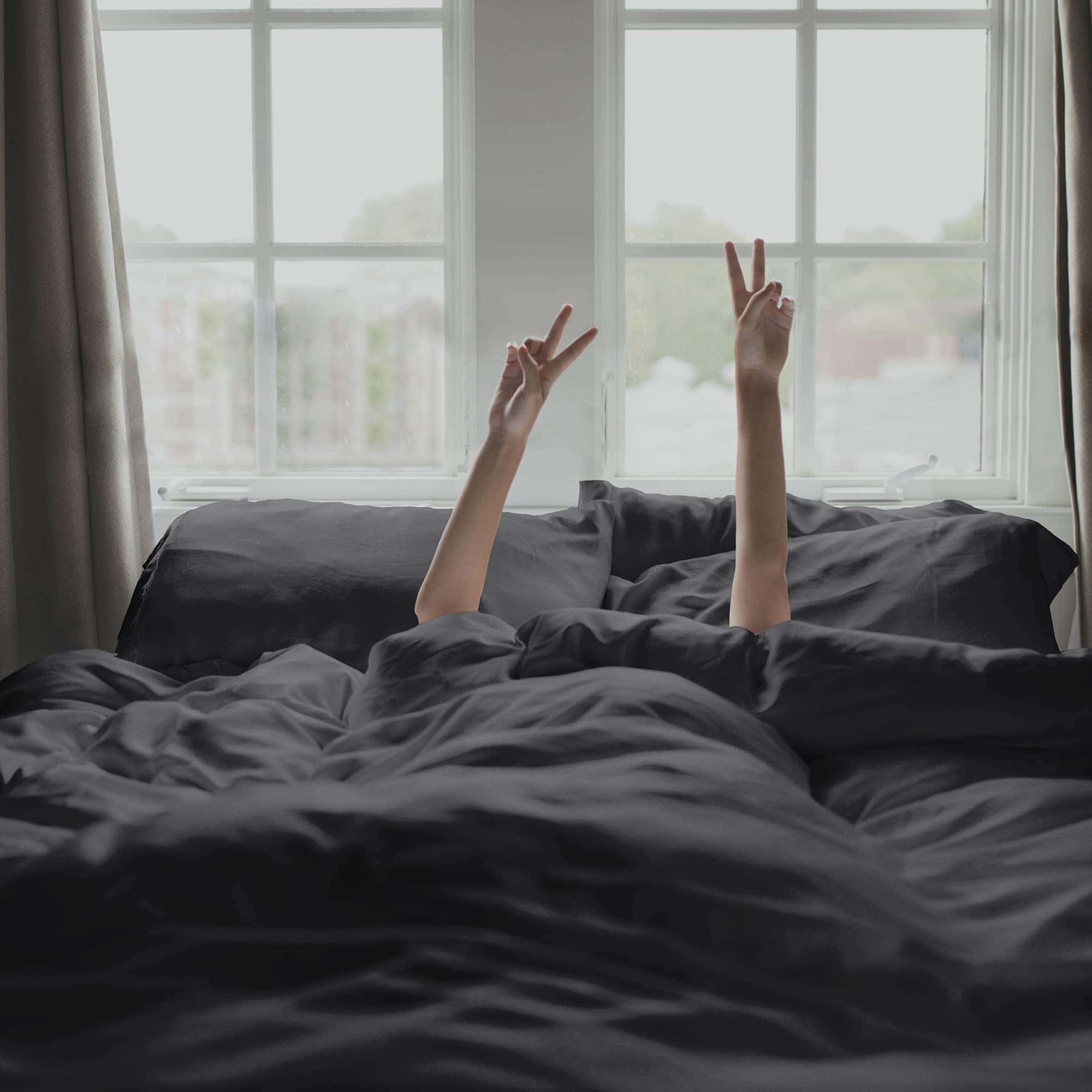 Juego de sábanas KICKEE, 100% Viscosa de -Gris Piedra - Imagen 3