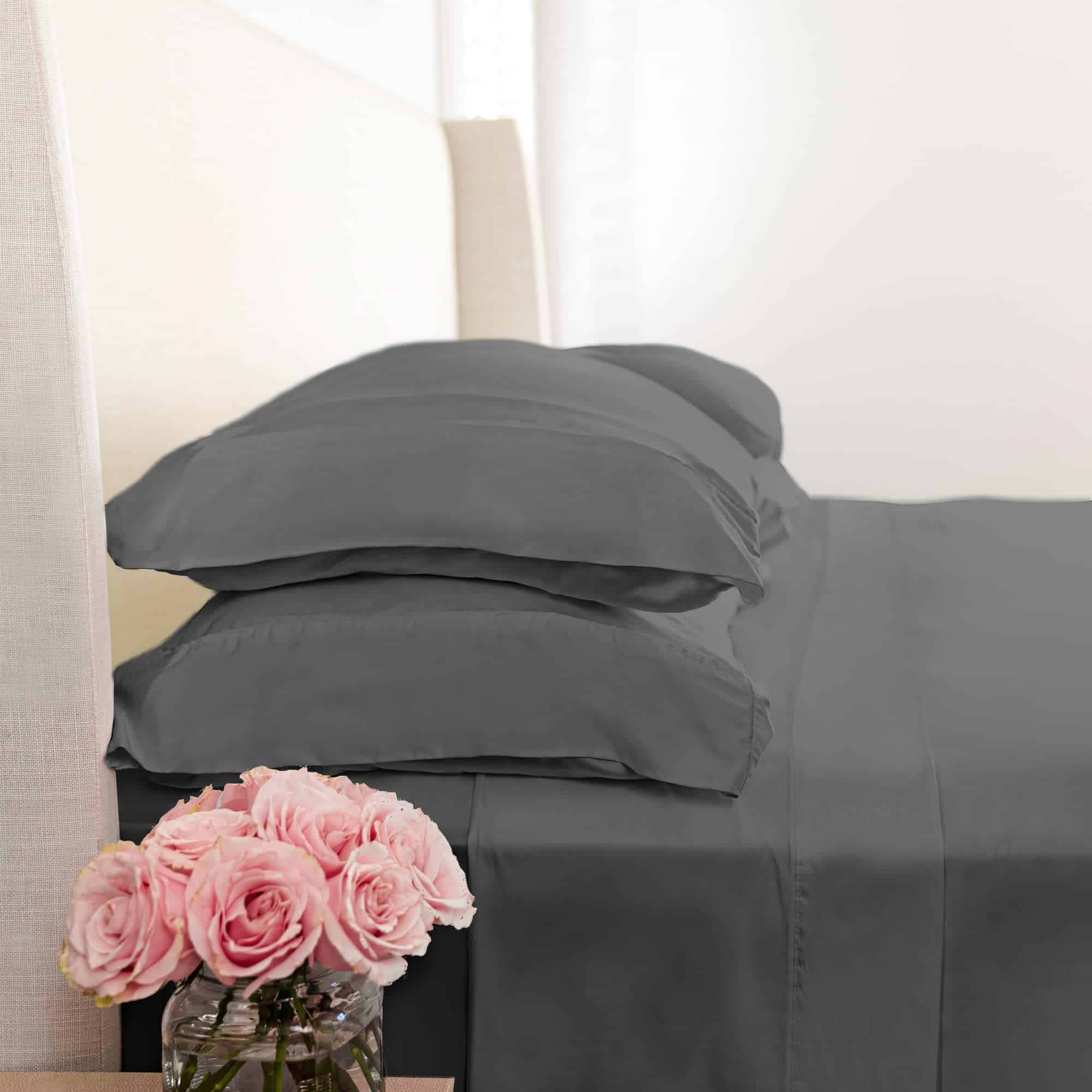 Juego de sábanas KICKEE, 100% Viscosa de -Gris Piedra