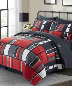 ARTALL Conjunto de Ropa de Cama a Cuadros Negro Gris Rojo 8