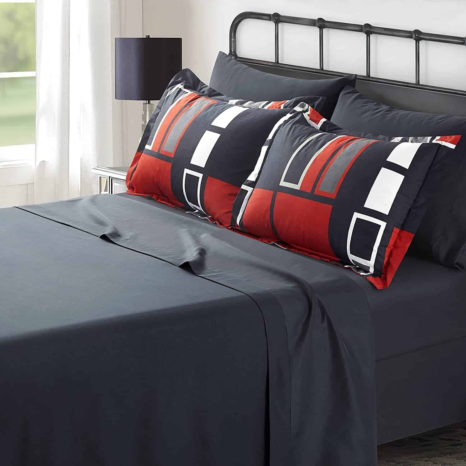 ARTALL Conjunto de Ropa de Cama a Cuadros Negro Gris Rojo 8 - Imagen 3