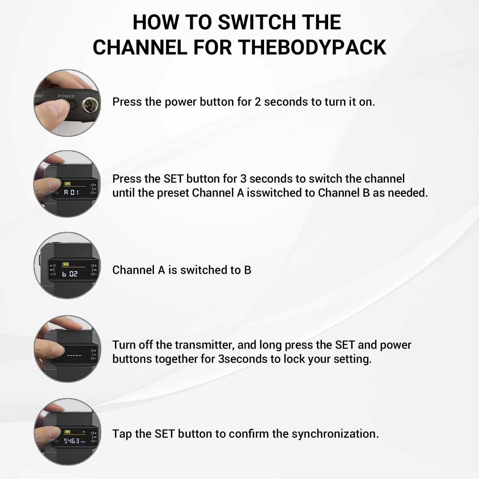 Transmisor BodyPack Inalámbrico UHF Phenyx Pro PTU-52 con - Imagen 4