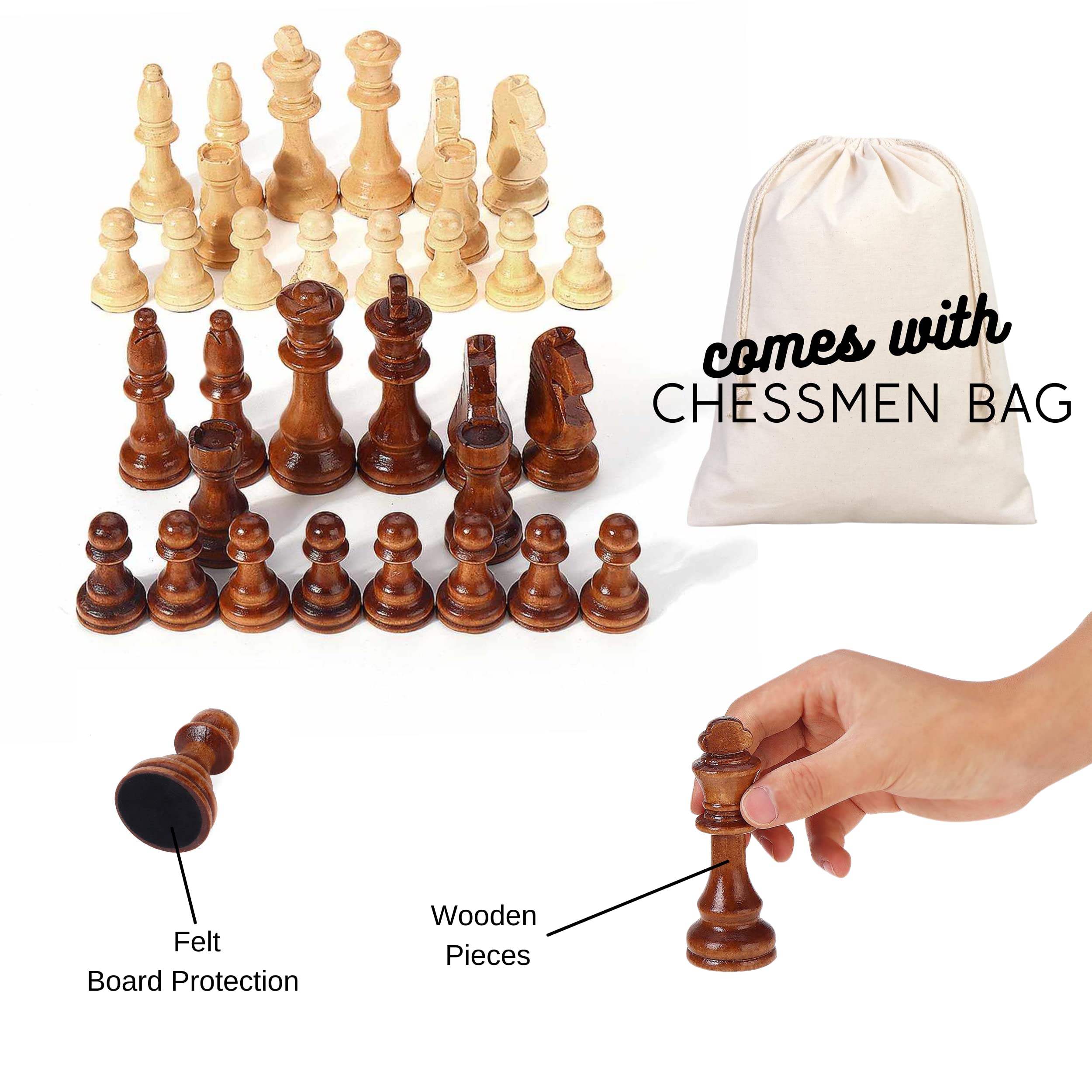 Ajedrez de madera 37cm-14.5" - Patrón de Mosaico de Mármol - Imagen 6