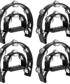MUKLEI 4 Pack 9 Inch Double Row Tambourine, Half Moon