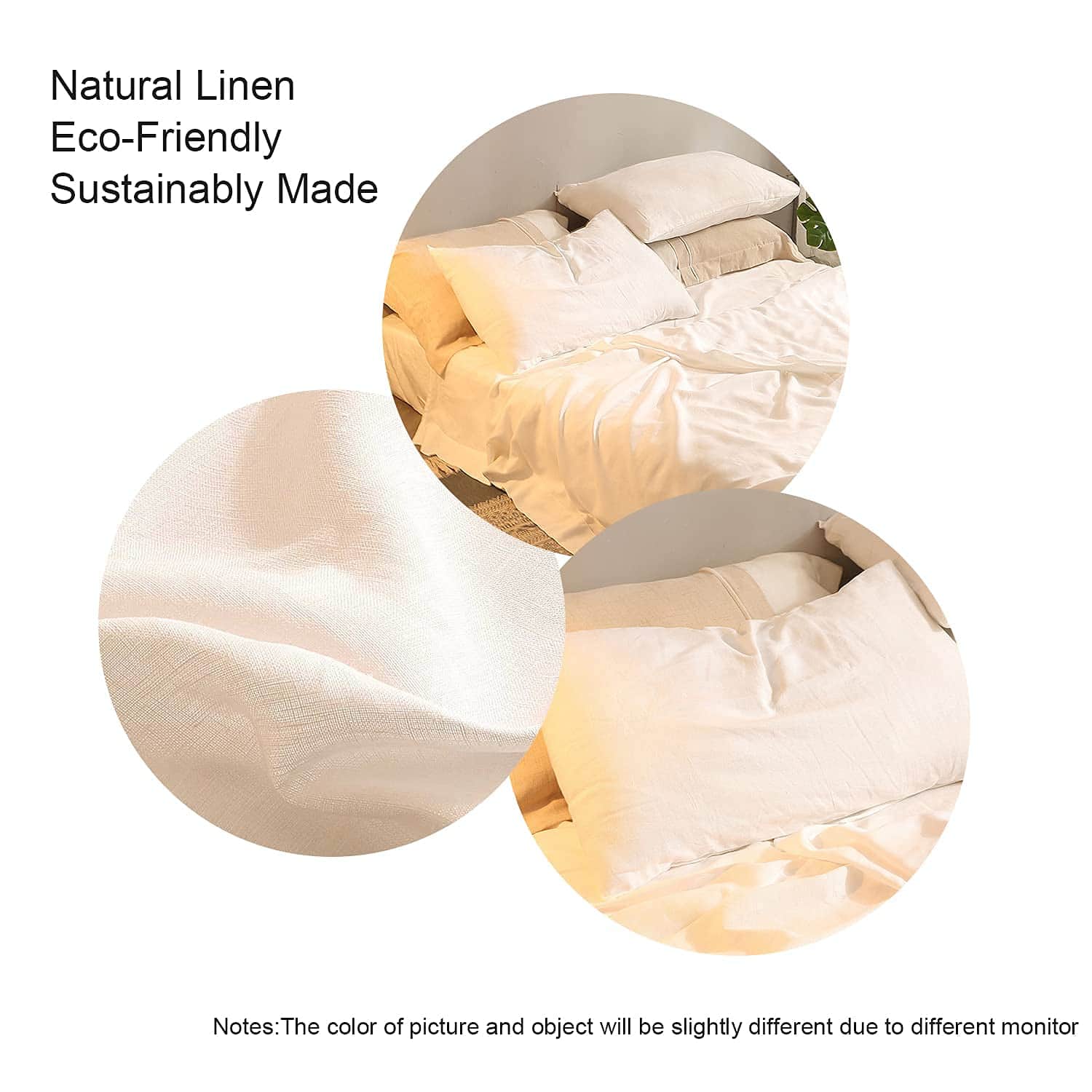 Juego de sábanas de lino GHUIPRO 100% tamaño King, Juego de - Imagen 6