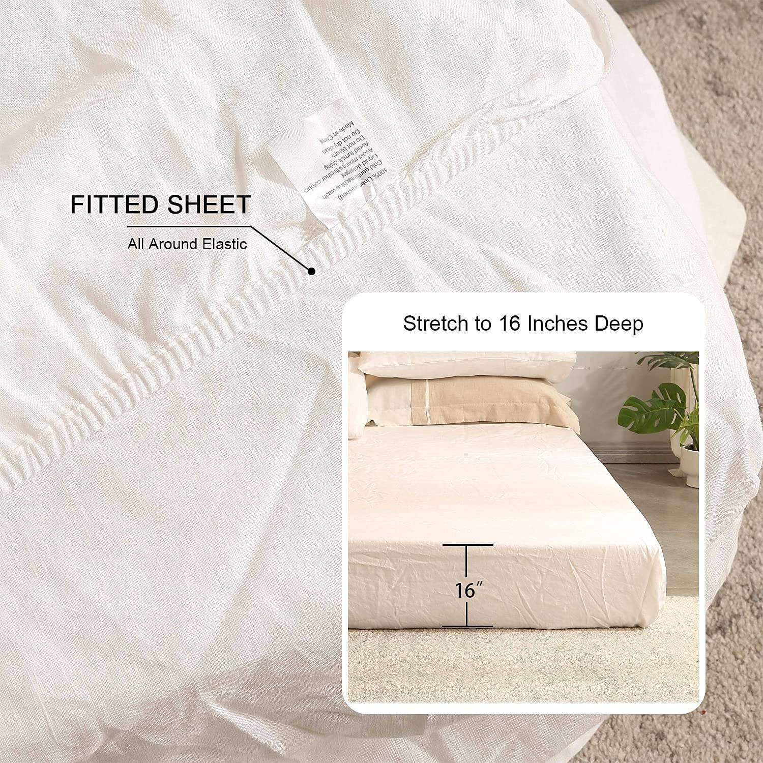 Juego de sábanas de lino GHUIPRO 100% tamaño King, Juego de - Imagen 7