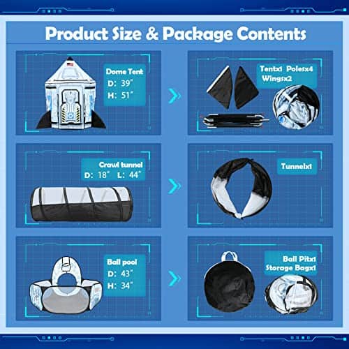 Tienda de Juegos Infantil Cohete Senodeer: 3Pcs Túnel de - Imagen 8