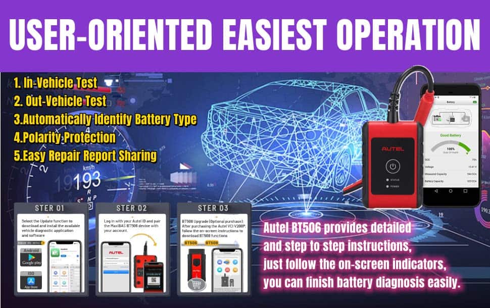 Autel MaxiBAS BT506 Probador de Batería Herramienta de - Imagen 5