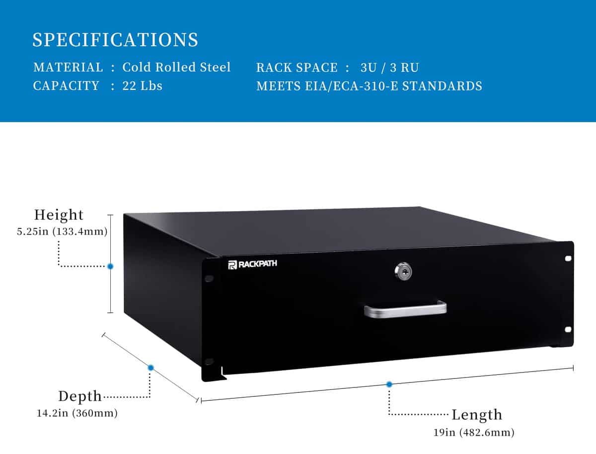 Cajón montable en rack RackPath 3U para racks o gabinetes - Imagen 3