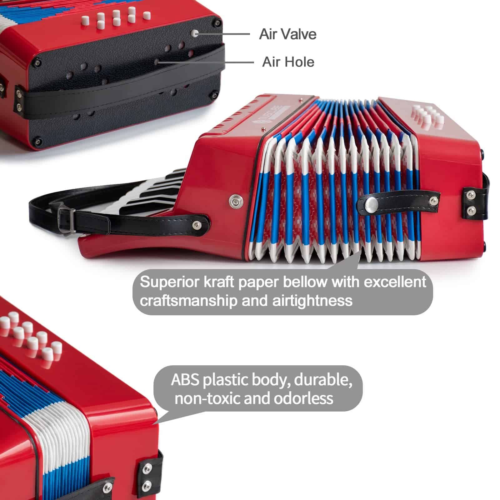 Acordeón para Niños de MUSICUBE 17 Teclas 8 Bajos Acordeón - Imagen 6