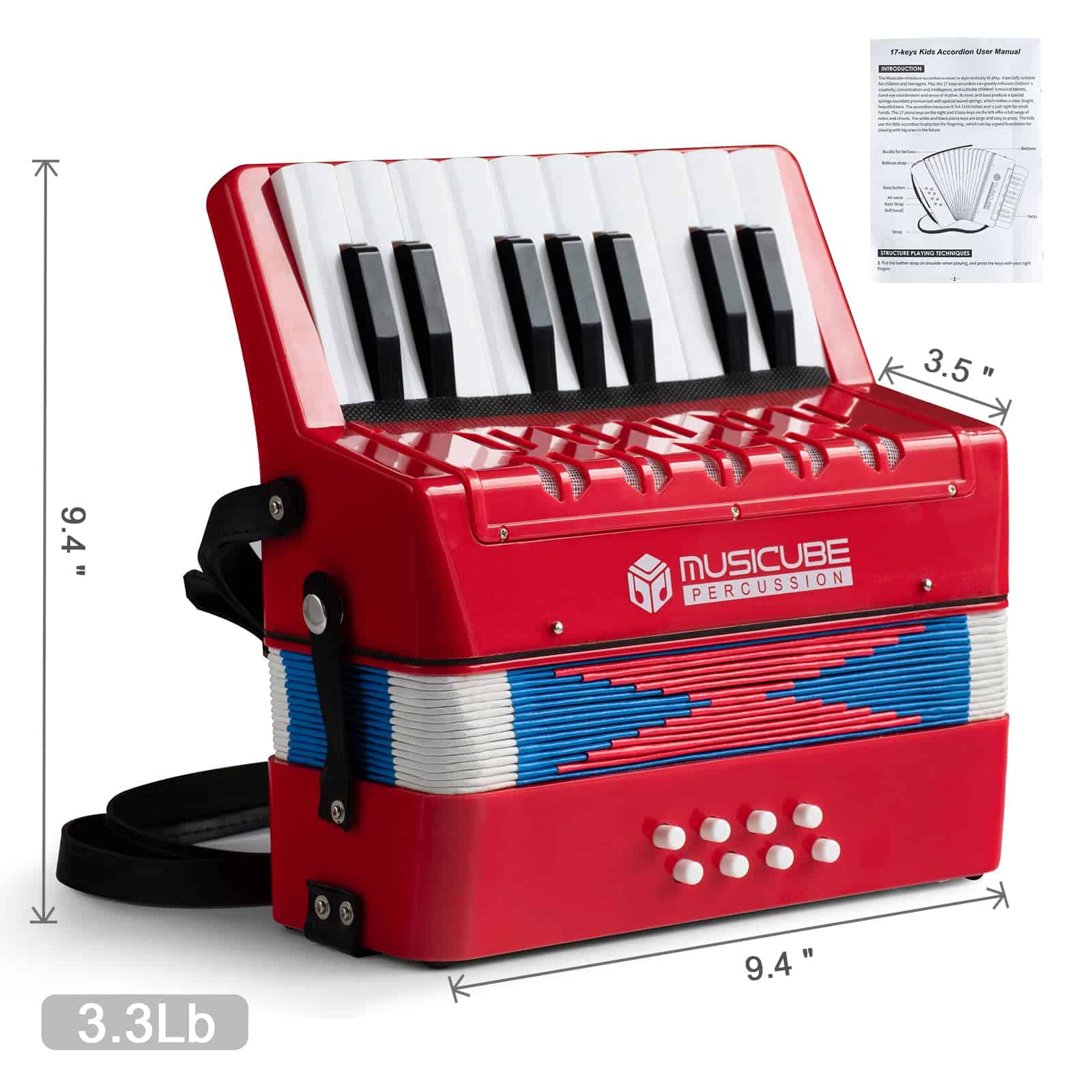 Acordeón para Niños de MUSICUBE 17 Teclas 8 Bajos Acordeón - Imagen 3