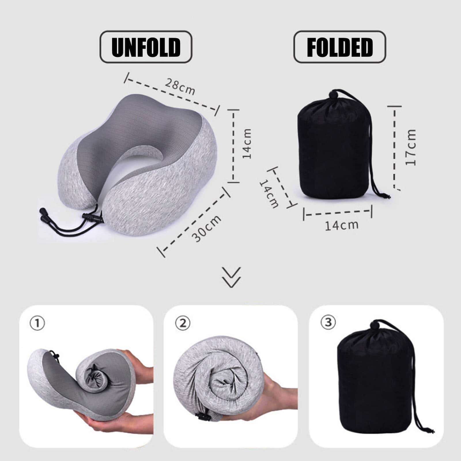 Cojín de Viaje de Espuma Viscoelástica GOGOOD con Antifaz y - Imagen 3