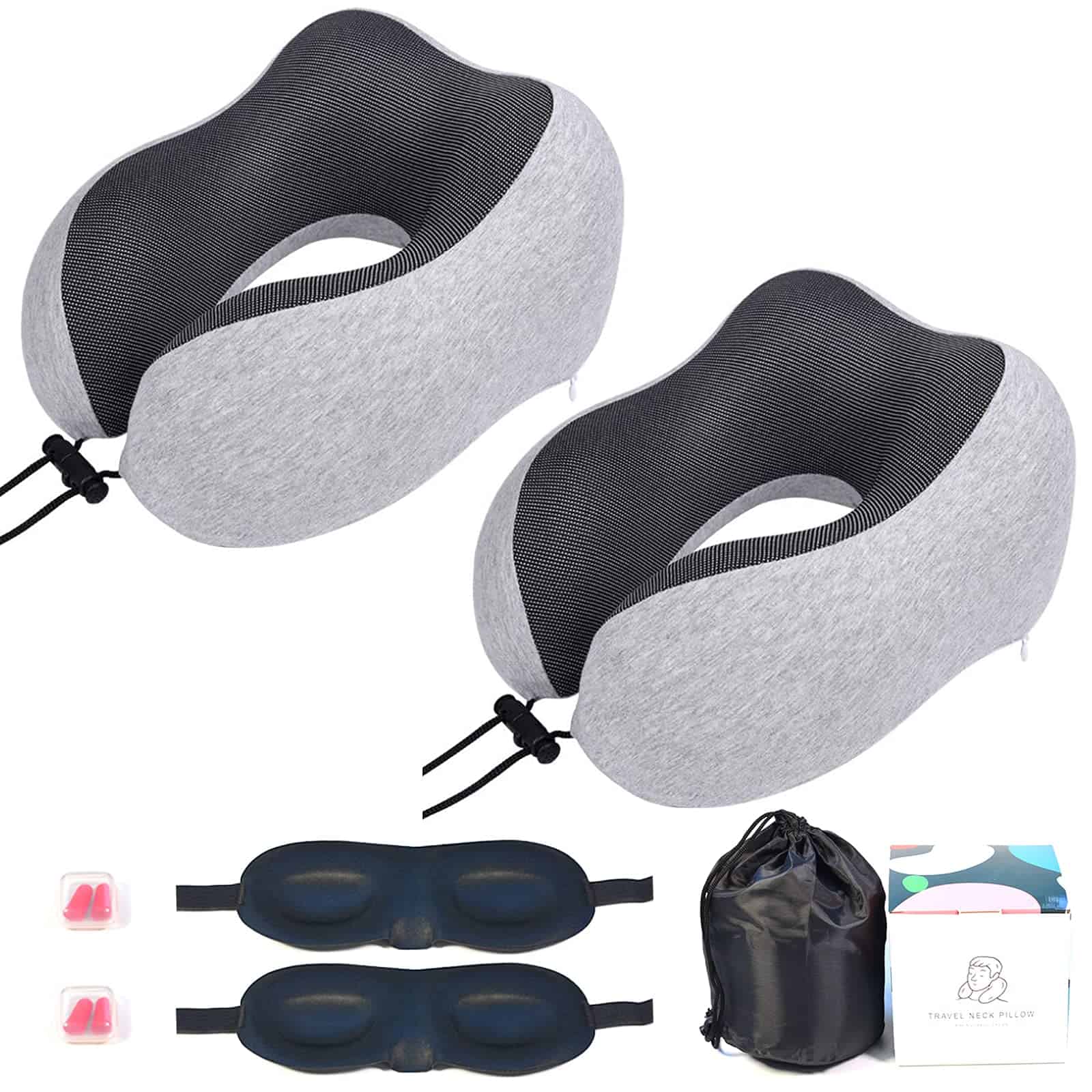 Cojín de Viaje de Espuma Viscoelástica GOGOOD con Antifaz y