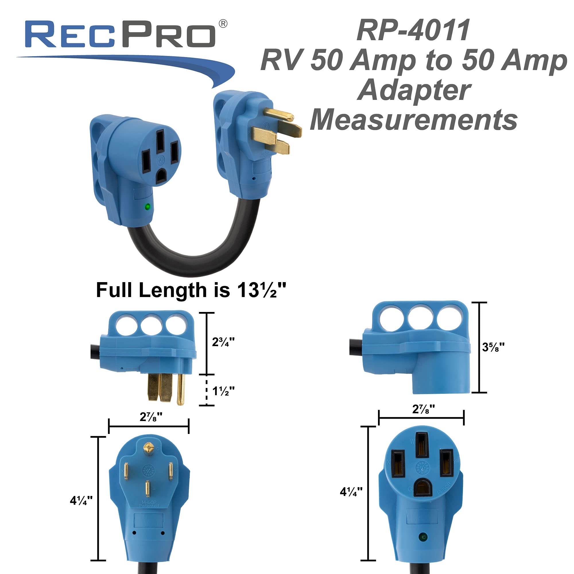 Adaptador de perro de 50 amperios a 50 amperios RecPro RV | - Imagen 4