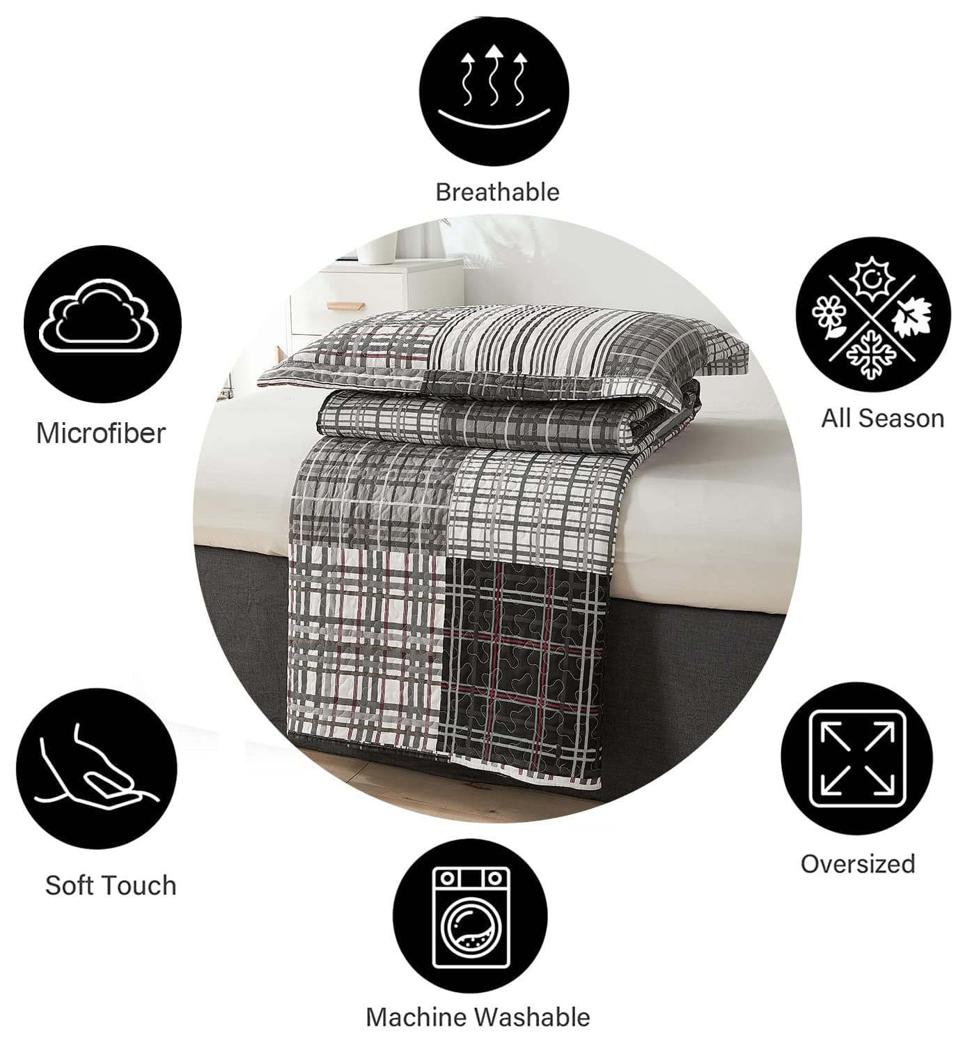 Juego de Edredón Tamaño Queen Ycosy Juego de Colcha Juego - Imagen 8