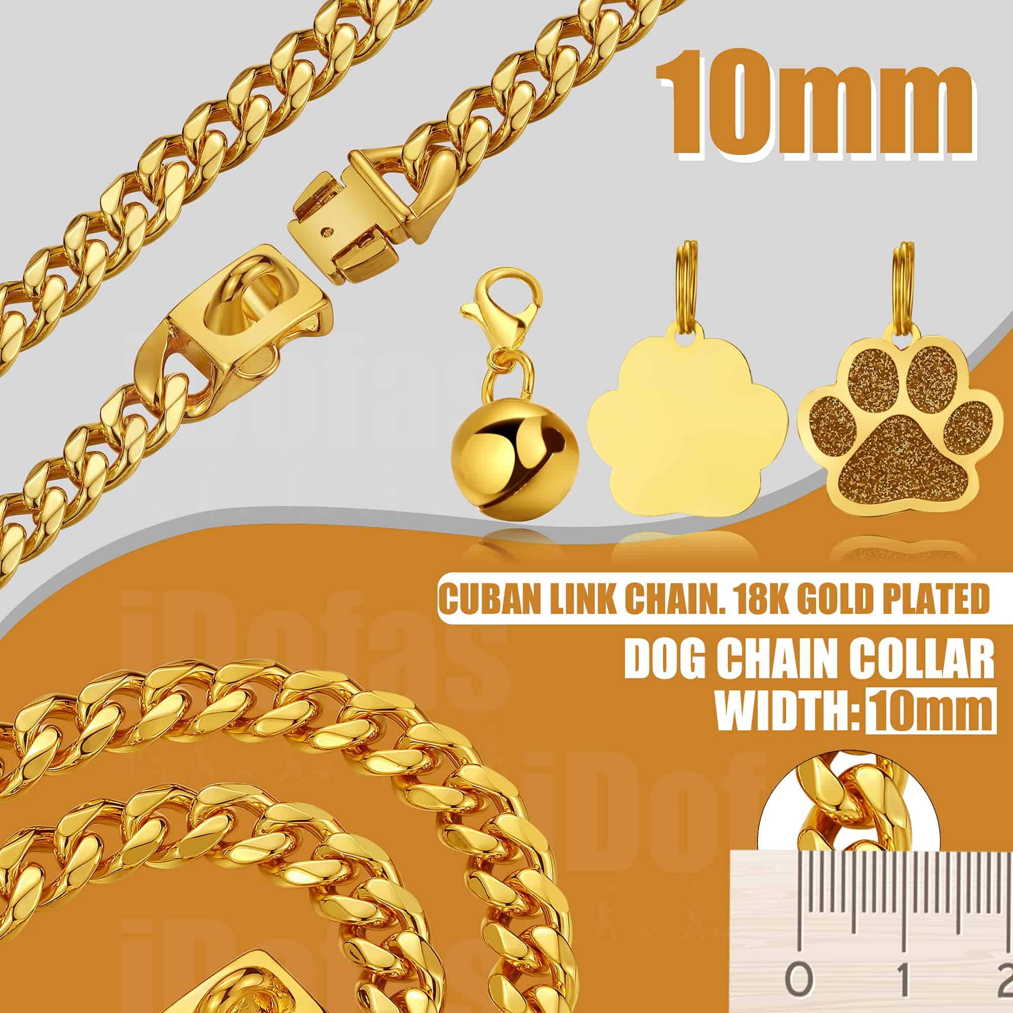 Collar de Cadena para Perros de Lujo Oro Collar para Perros - Imagen 4
