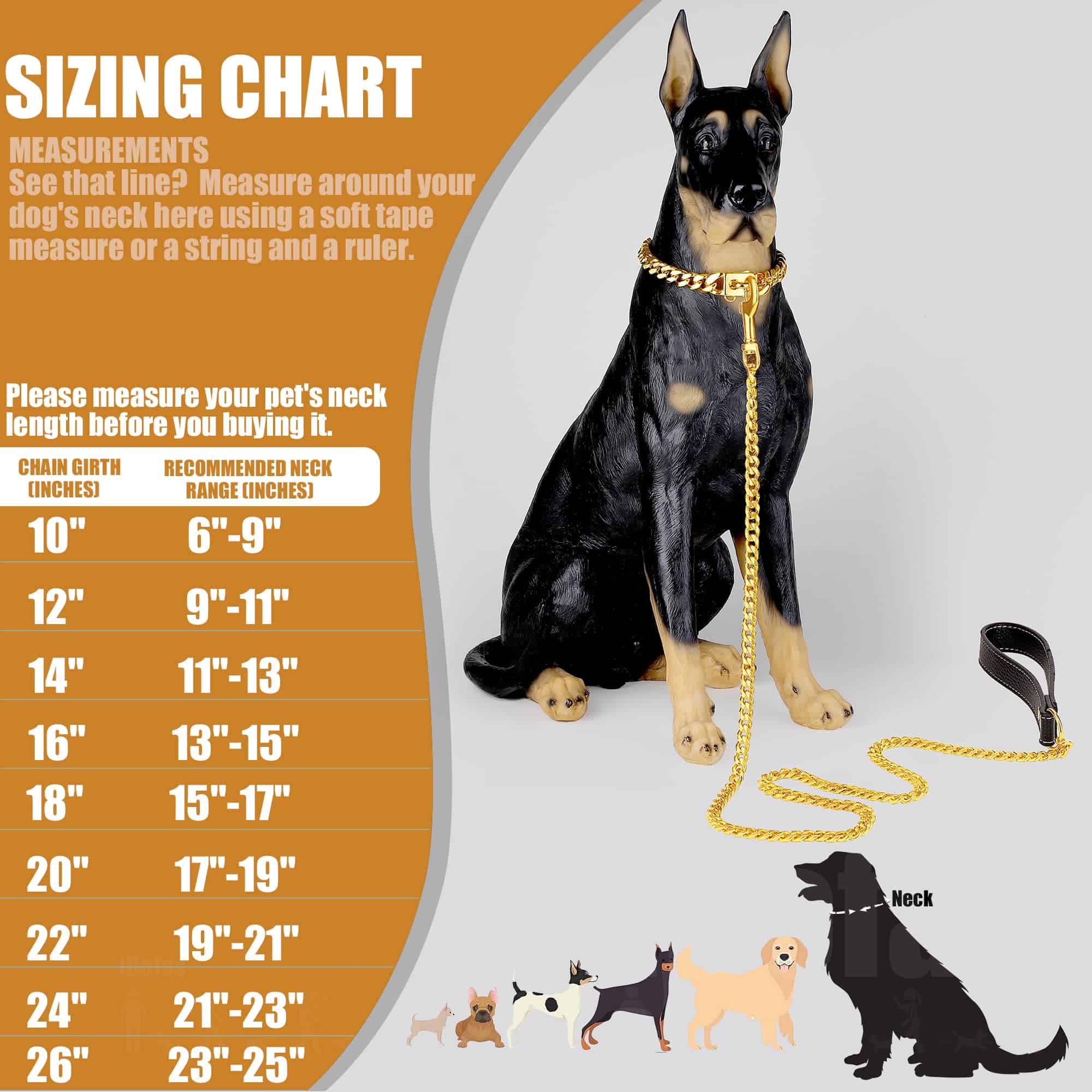 Collar de Cadena para Perros de Lujo Oro Collar para Perros - Imagen 6