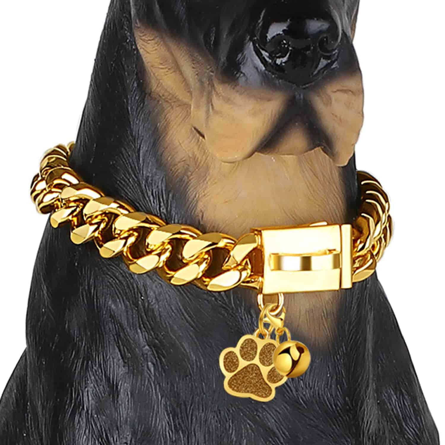 Collar de perro de cadena dorada LuxLife Cuban Link 15mm