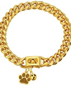 LuxLife Collar de Cadena para Perros Cuban Link en Oro 12mm