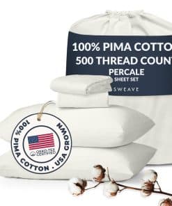 Juego de Sábanas de Percale Sweave Queen-100% Algodón Pima,