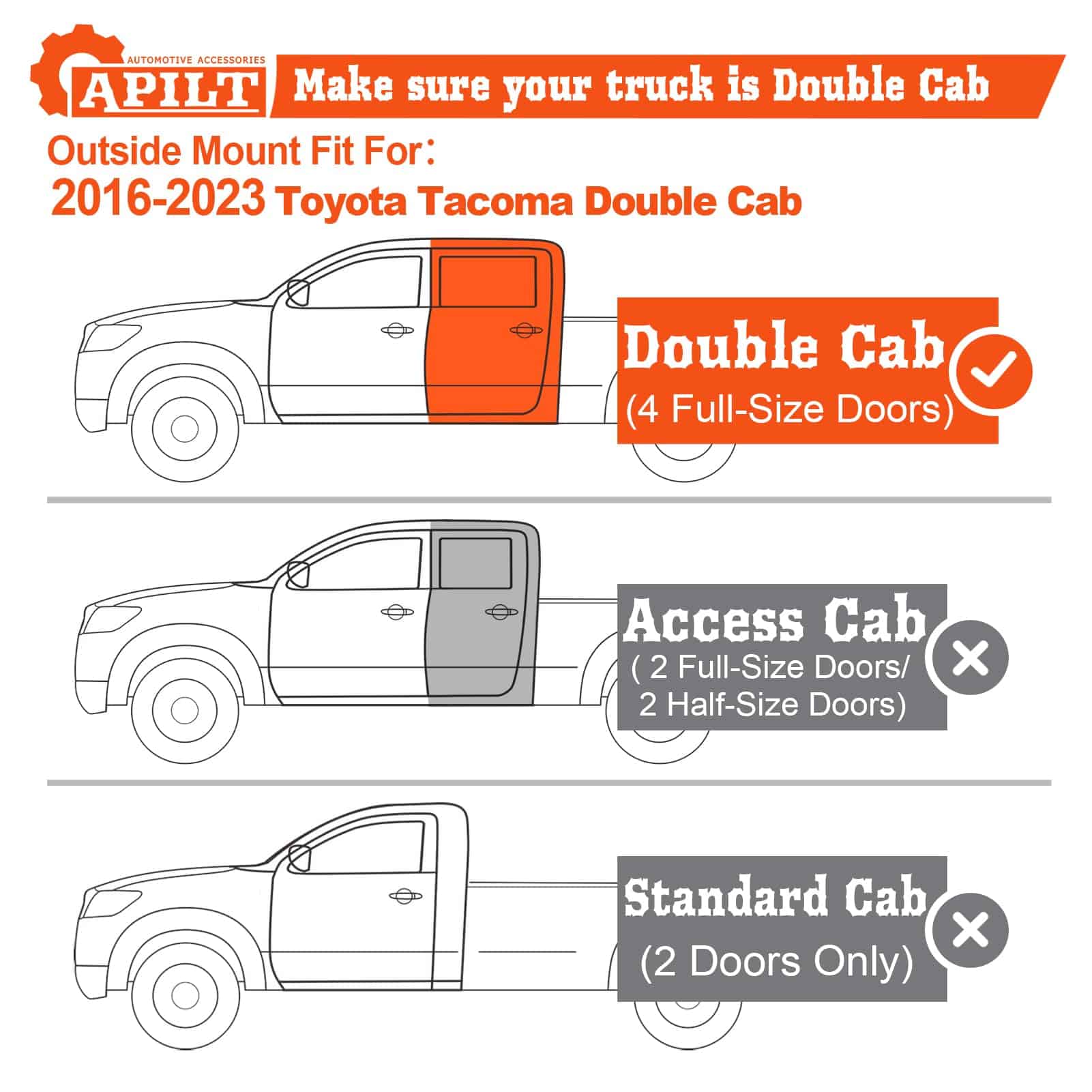 APILT Deflectores de Ventana para Toyota Tacoma Double Cab - Imagen 4