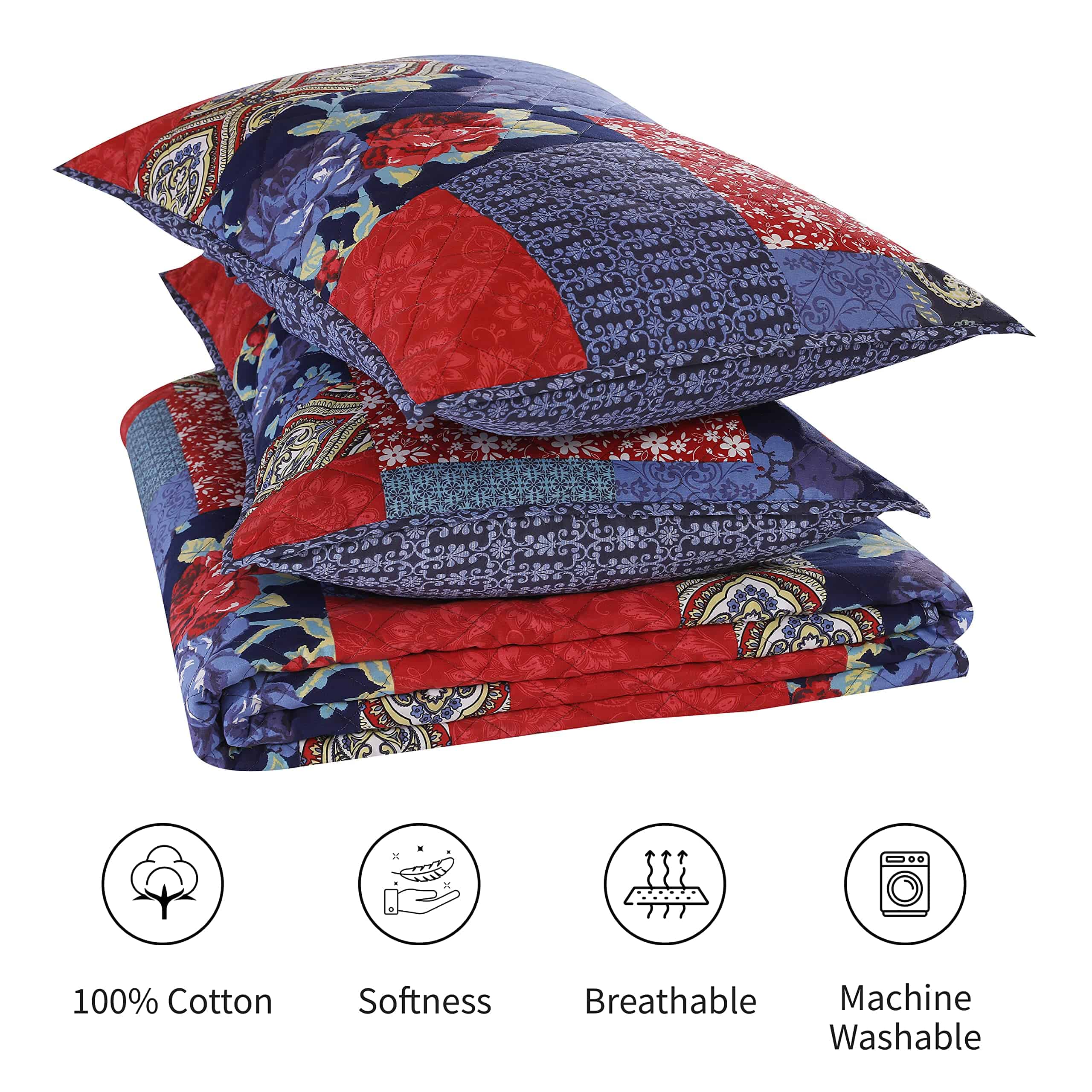 Juego de Edredón RUVANTI 100% Algodón 3 Piezas para Cama - Imagen 3