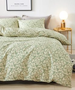 Juego de Funda Nórdica Floral de Algodón HoneiLife, Verde