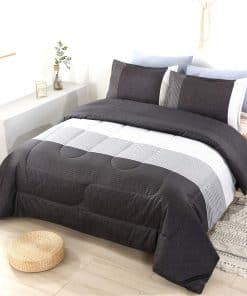 Juego de Edredón PERFEMET Gris y Blanco para Cama Queen, 3