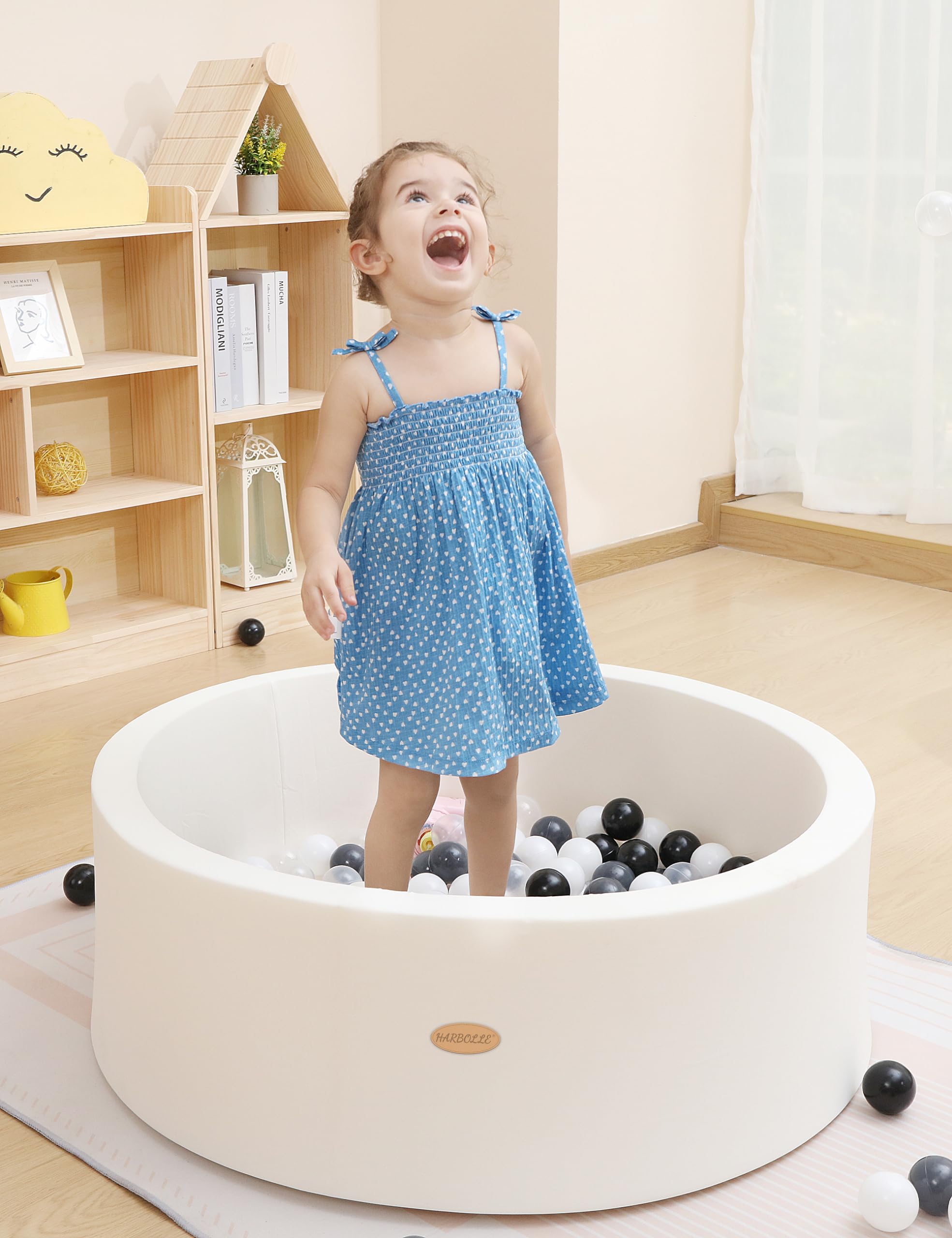 HARBOLLE Baby Ball Pit Soft Round Memory Foam -Blanco - Imagen 3
