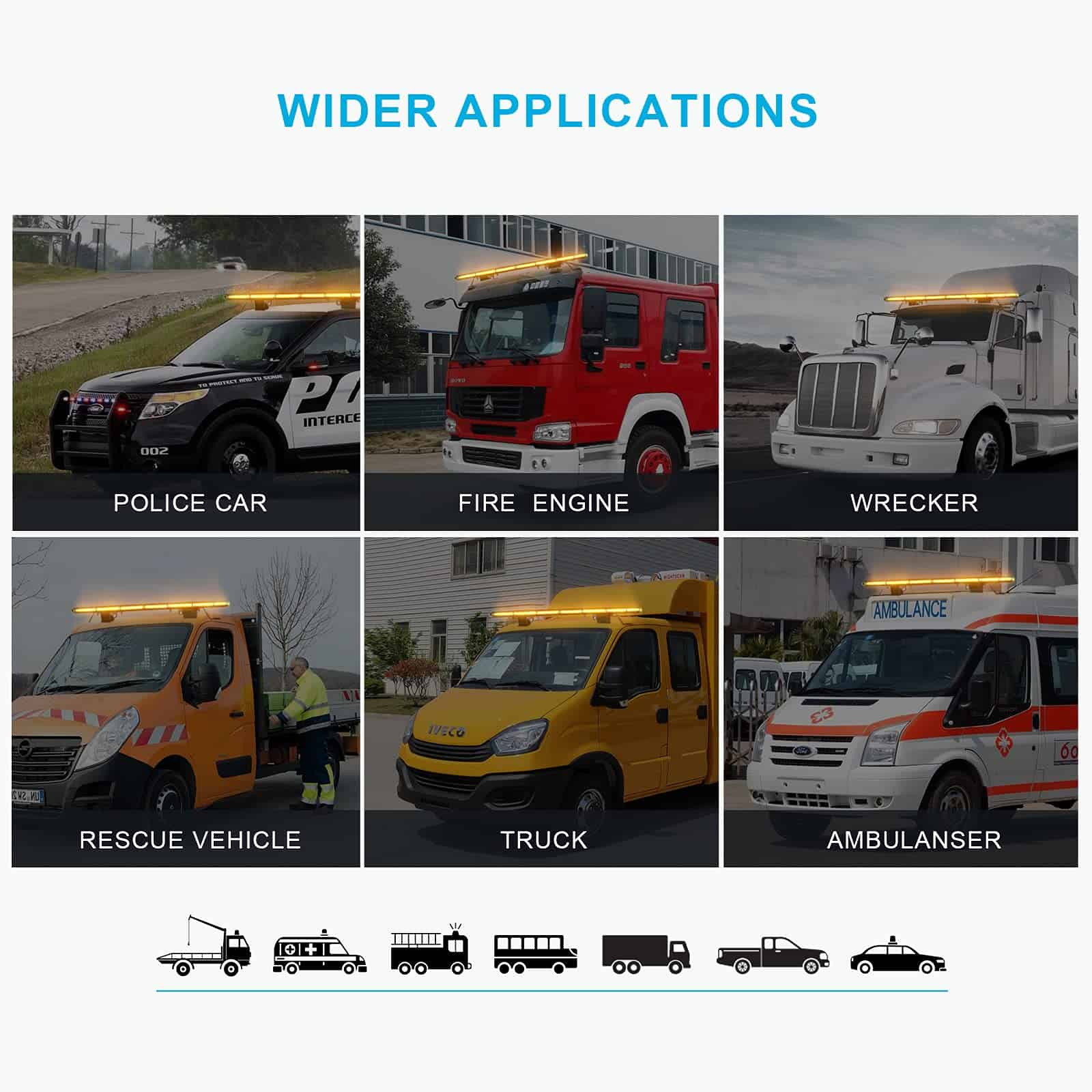 Barra de Luces de Emergencia LED Ámbar AgriEyes 48" de - Imagen 8