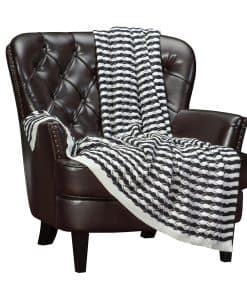 Manta de Punto a Rayas en Blanco y Negro Chanasya Premium -