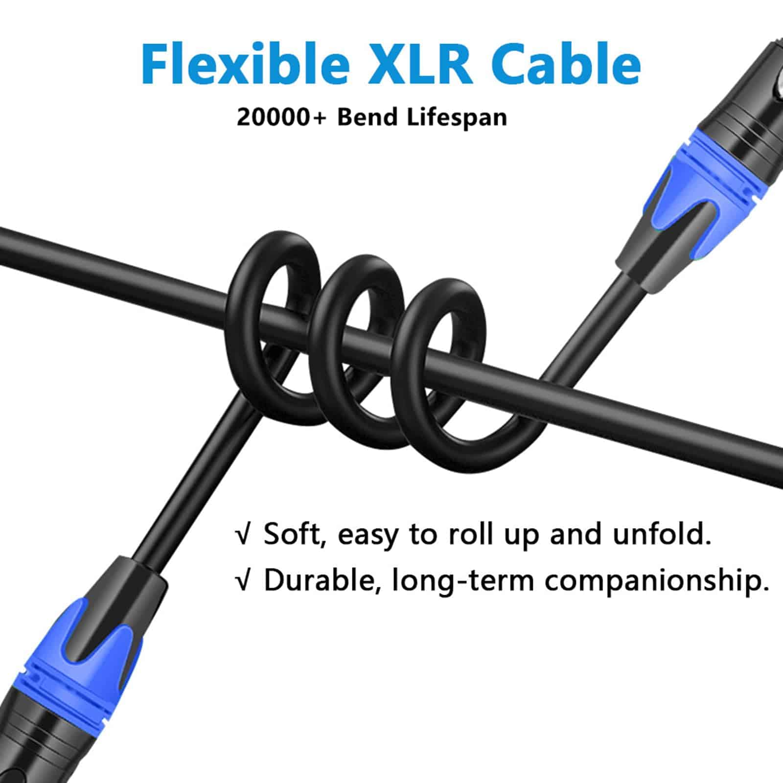 Cables XLR AQOOL de 10 pies, cable de micrófono XLR de 3 - Imagen 4