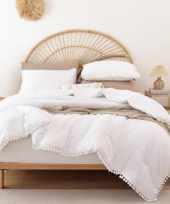 Juego de Edredón Twin YIRDDEO - Cama Twin con Borlas Pom