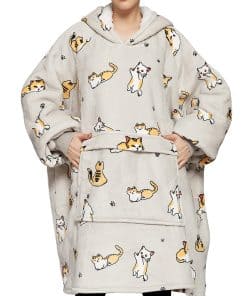 Manta con capucha KFUBUO para adultos Sherpa -Gato