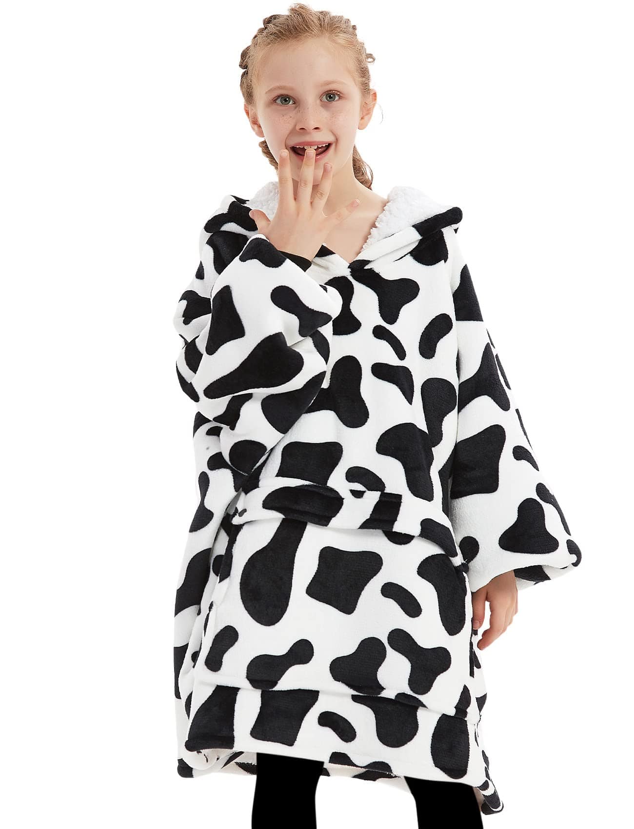 Manta con capucha KFUBUO para niños con patrones de Sherpa, - Imagen 5