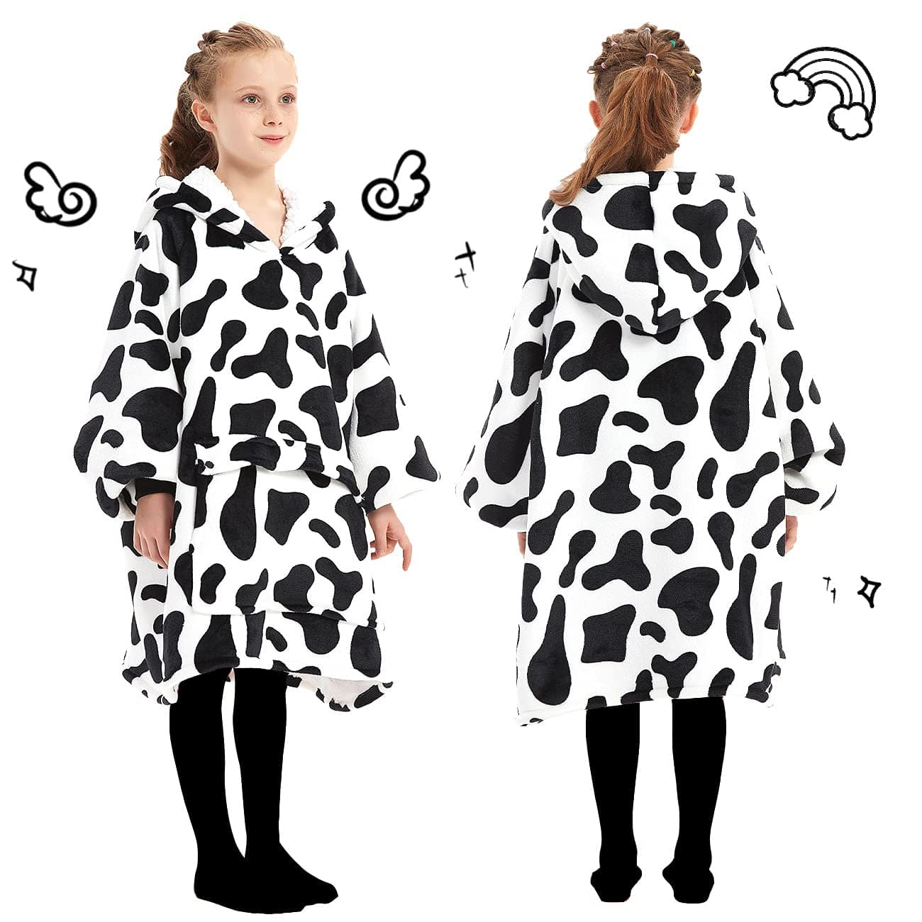 Manta con capucha KFUBUO para niños con patrones de Sherpa, - Imagen 4