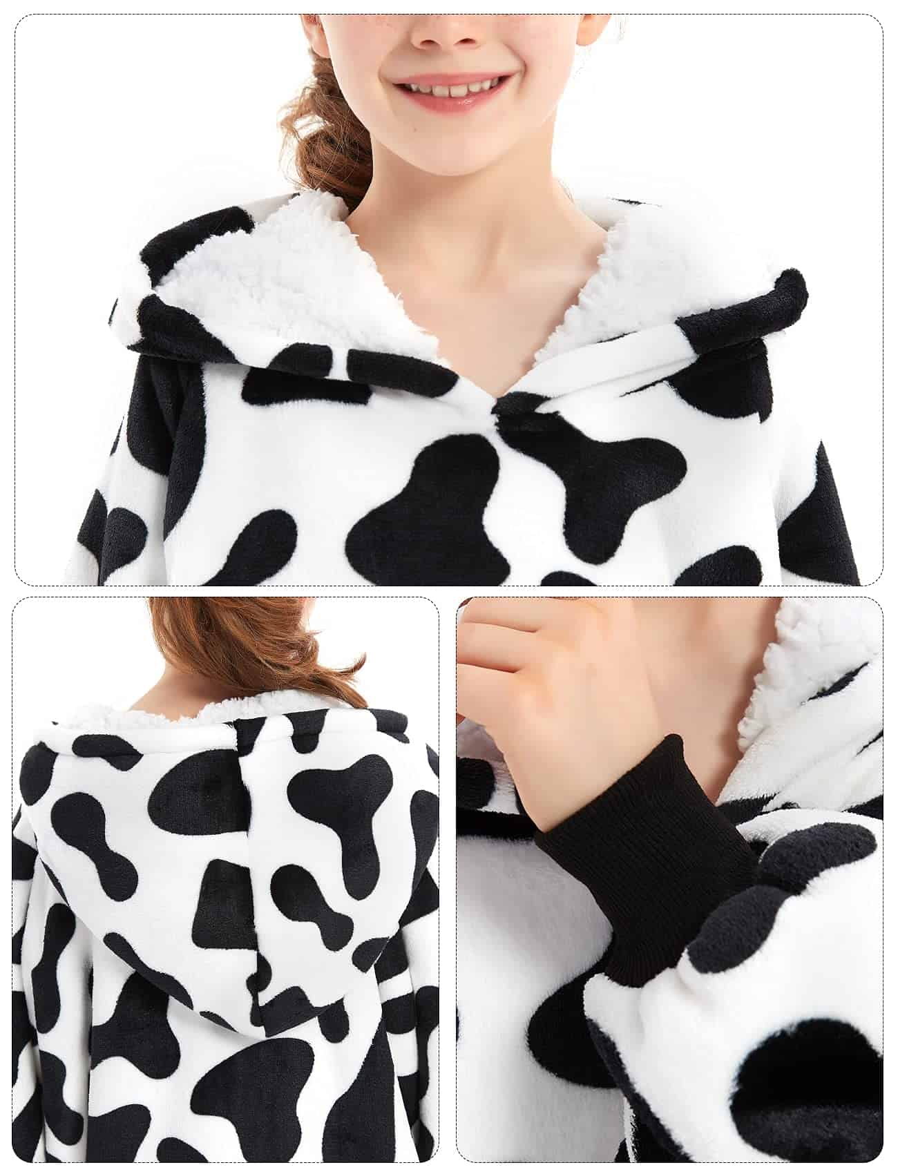 Manta con capucha KFUBUO para niños con patrones de Sherpa, - Imagen 3