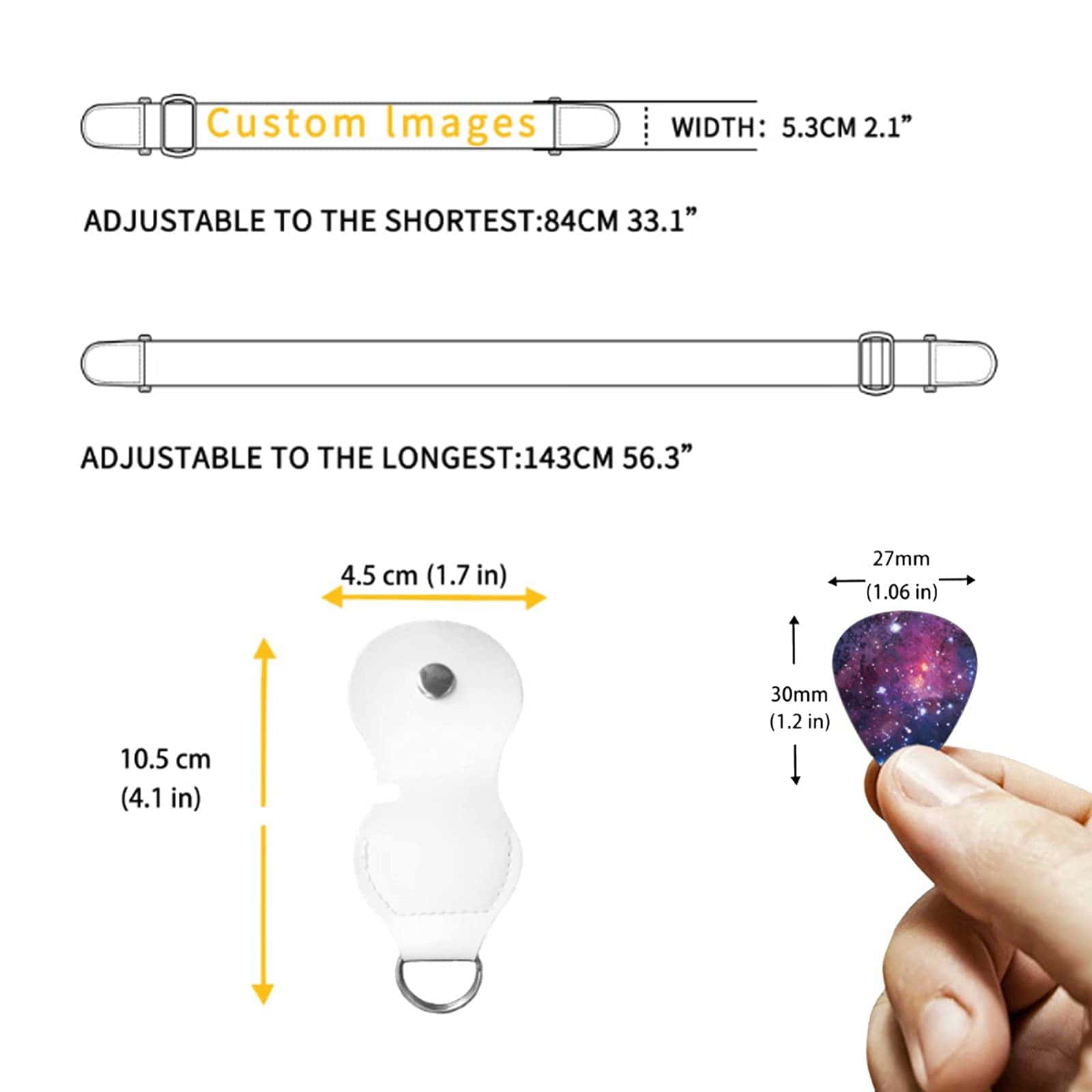 Correa de Guitarra KUIFORTI, Funda para Púas de Guitarra, - Imagen 3