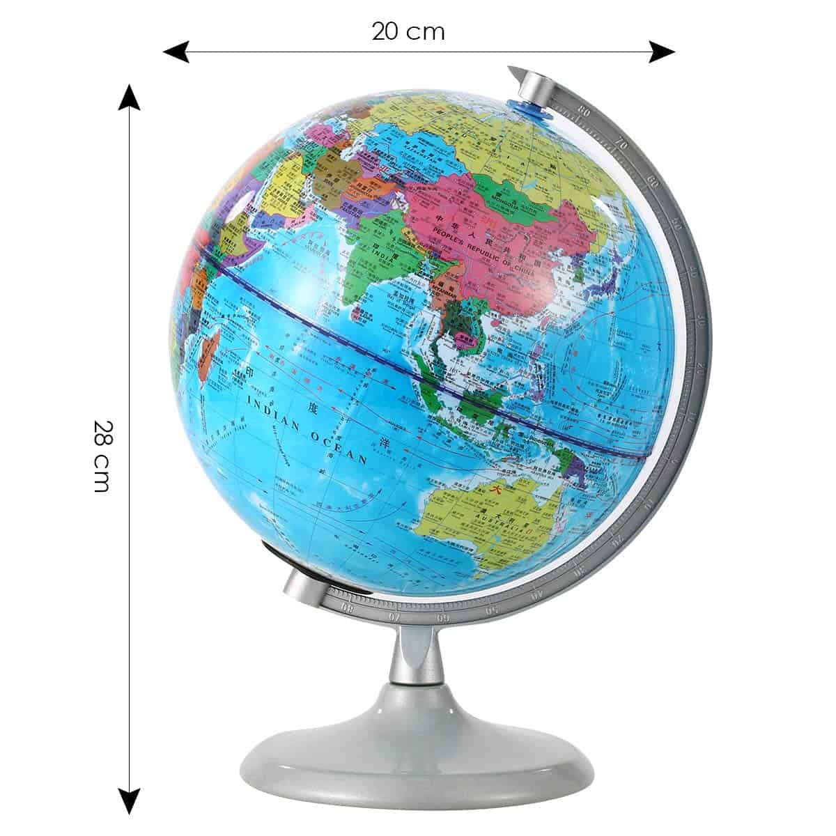 Globo del Mundo SH-RuiDu de 20cm con Luz Nocturna, Globo - Imagen 4