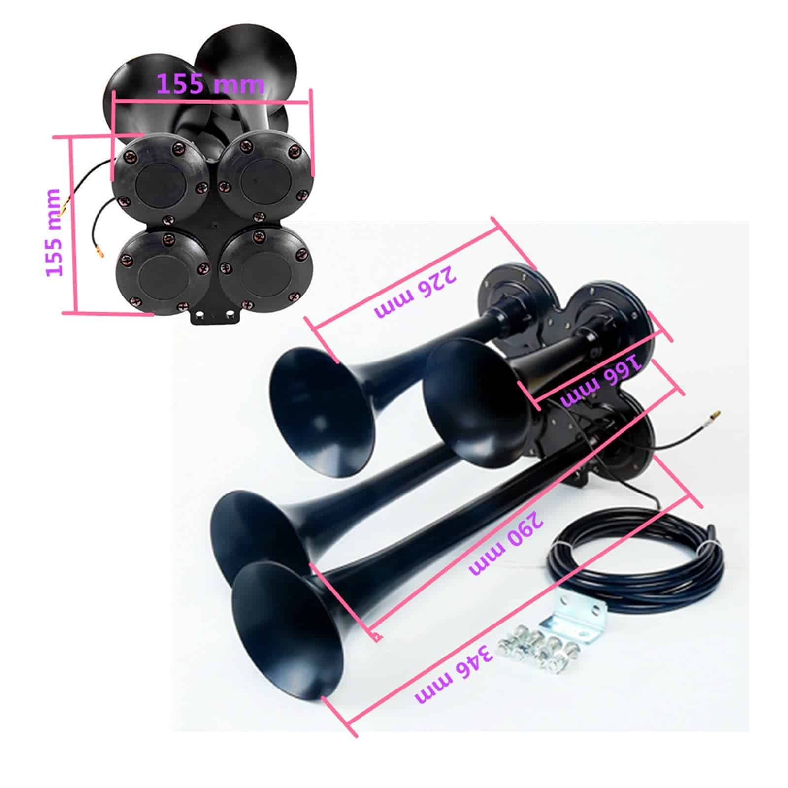 YIYDA Bocina de coche Altavoz de aire altavoz galvanizado - Imagen 4