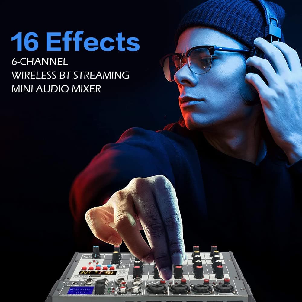 Mezcladora DJ de 6 canales BOMGE con doble micrófono - Imagen 9